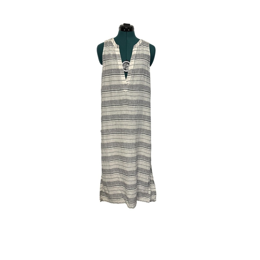 Athleta Dress Womens Small Linen Blend Sleeveless Striped‎ Summer Beach Casual